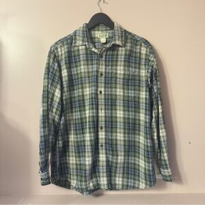 L.L Bean Plaid Buttondown Green Men Size L